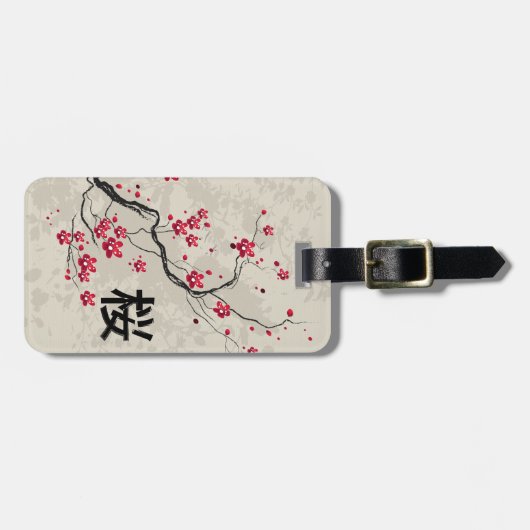 Oriental Style Sakura Cherry Blossom Art Bagagelabel (Voorkant horizontaal)