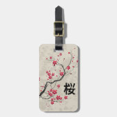 Oriental Style Sakura Cherry Blossom Art Bagagelabel (Voorkant verticaal)