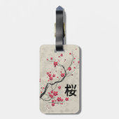 Oriental Style Sakura Cherry Blossom Art Bagagelabel (Achterkant verticaal)
