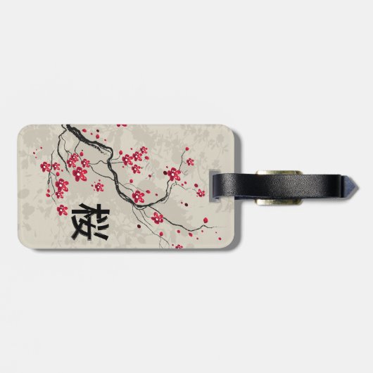 Oriental Style Sakura Cherry Blossom Art Bagagelabel (Achterkant horizontaal)
