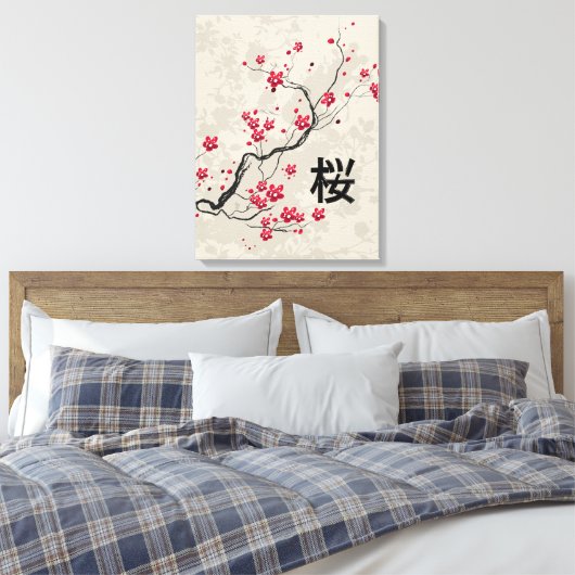 Oriental Style Sakura Cherry Blossom Art Canvas Afdruk (Insitu (Slaapkamer))