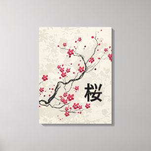 Oriental Style Sakura Cherry Blossom Art Canvas Afdruk
