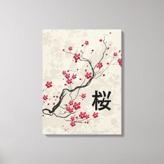 Oriental Style Sakura Cherry Blossom Art Canvas Afdruk (Voorkant)