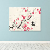 Oriental Style Sakura Cherry Blossom Art Canvas Afdruk (Insitu (Houten vloer))