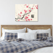 Oriental Style Sakura Cherry Blossom Art Canvas Afdruk (Insitu (Slaapkamer))