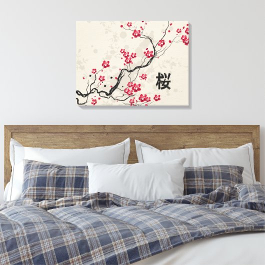 Oriental Style Sakura Cherry Blossom Art Canvas Afdruk (Insitu (Slaapkamer))