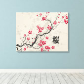 Oriental Style Sakura Cherry Blossom Art Canvas Afdruk (Insitu (Houten vloer))