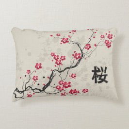 Oriental Style Sakura Cherry Blossom Art Decoratief Kussen