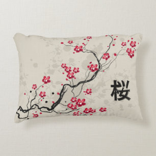 Oriental Style Sakura Cherry Blossom Art Decoratief Kussen