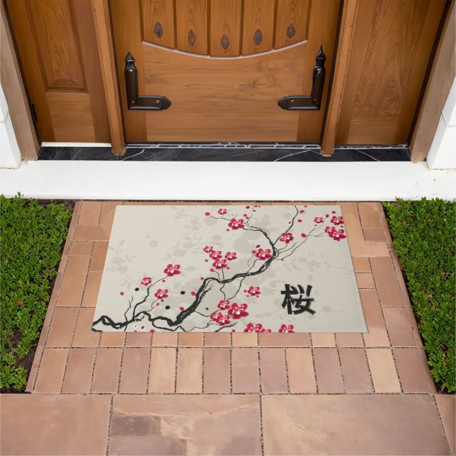 Oriental Style Sakura Cherry Blossom Art Deurmat (Buiten)