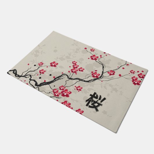 Oriental Style Sakura Cherry Blossom Art Deurmat (Schuin)