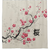 Oriental Style Sakura Cherry Blossom Art Douchegordijn (Voorkant)