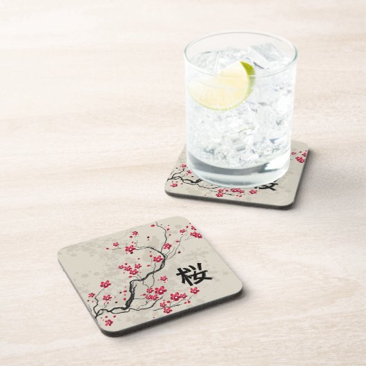 Oriental Style Sakura Cherry Blossom Art Drankjes Onderzetter (Rechterzijde)