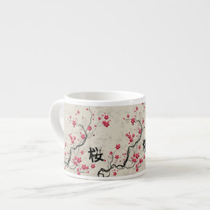 Oriental Style Sakura Cherry Blossom Art Espresso Kop