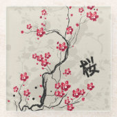Oriental Style Sakura Cherry Blossom Art Glazen Onderzetter (Voorkant)