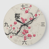 Oriental Style Sakura Cherry Blossom Art Grote Klok (Voorkant)