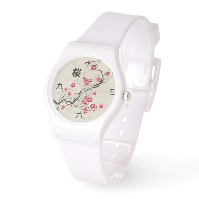 Oriental Style Sakura Cherry Blossom Art Horloge (Hoek)