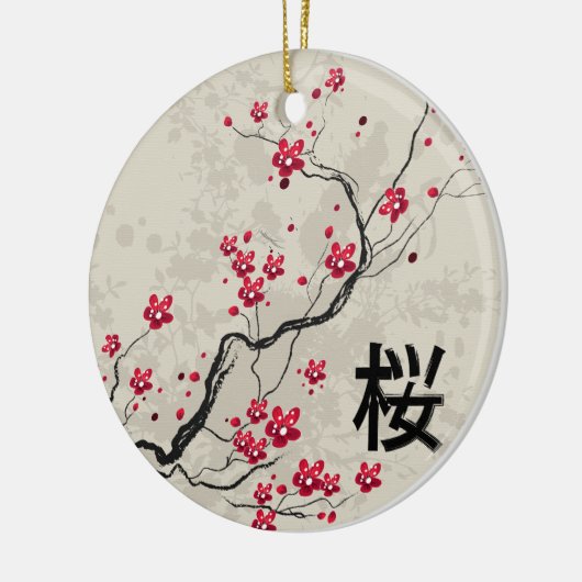 Oriental Style Sakura Cherry Blossom Art Keramisch Ornament (Links)
