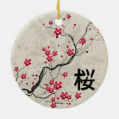 Oriental Style Sakura Cherry Blossom Art Keramisch Ornament (Achterkant)