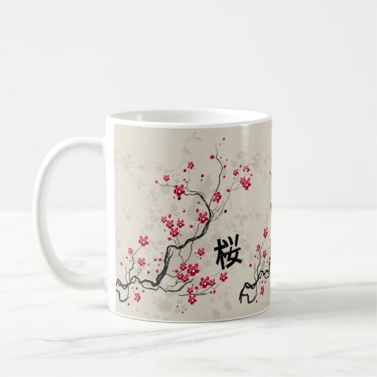 Oriental Style Sakura Cherry Blossom Art Koffiemok (Links)