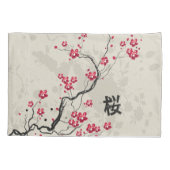 Oriental Style Sakura Cherry Blossom Art Kussensloop (Achterkant)