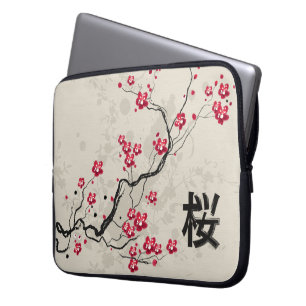 Oriental Style Sakura Cherry Blossom Art Laptop Sleeve