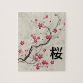 Oriental Style Sakura Cherry Blossom Art Legpuzzel (Verticaal)