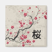 Oriental Style Sakura Cherry Blossom Art Magneet (Voorkant)