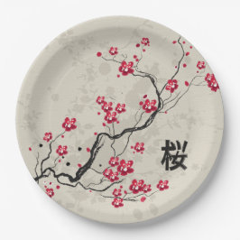 Oriental Style Sakura Cherry Blossom Art Papieren Bordje
