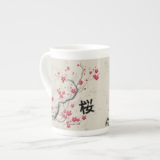 Oriental Style Sakura Cherry Blossom Art Porselein Kop (Links)