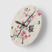 Oriental Style Sakura Cherry Blossom Art Ronde Klok (Hoek)