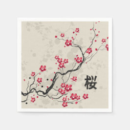 Oriental Style Sakura Cherry Blossom Art Servetten