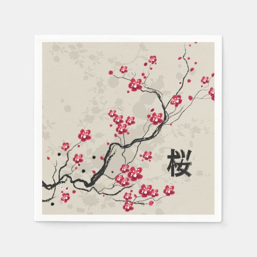 Oriental Style Sakura Cherry Blossom Art Servetten (Voorkant)