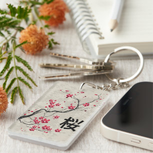 Oriental Style Sakura Cherry Blossom Art Sleutelhanger