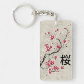 Oriental Style Sakura Cherry Blossom Art Sleutelhanger (Voorkant)