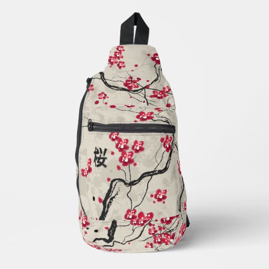 Oriental Style Sakura Cherry Blossom Art Sling Bag (Voorkant)