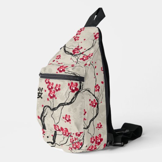 Oriental Style Sakura Cherry Blossom Art Sling Bag (Rechterhoek)
