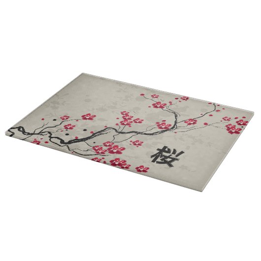 Oriental Style Sakura Cherry Blossom Art Snijplank (Hoek)
