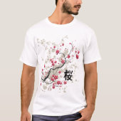 Oriental Style Sakura Cherry Blossom Art T-shirt (Voorkant)