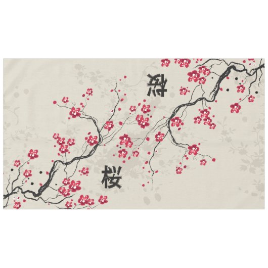 Oriental Style Sakura Cherry Blossom Art Tafelkleed (Voorkant (Horizontaal))