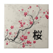 Oriental Style Sakura Cherry Blossom Art Tegeltje (Voorkant)
