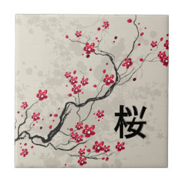 Oriental Style Sakura Cherry Blossom Art Tegeltje