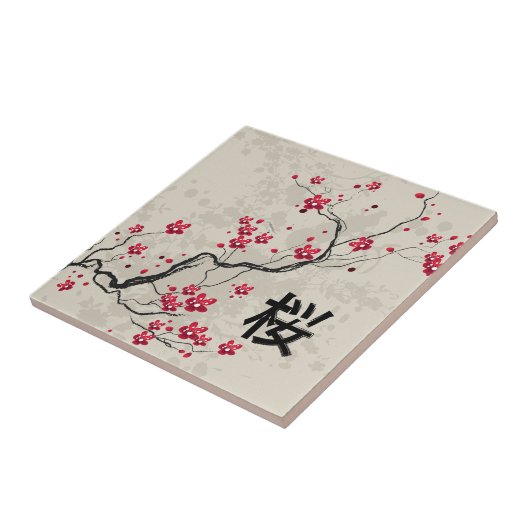 Oriental Style Sakura Cherry Blossom Art Tegeltje (Zijkant)