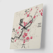 Oriental Style Sakura Cherry Blossom Art Vierkante Klok (Hoek)