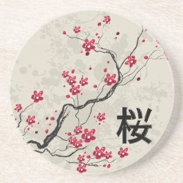Oriental Style Sakura Cherry Blossom Art Zandsteen Onderzetter