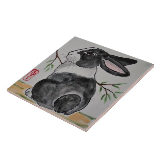 Oriental Style TUZI Dutch Rabbit 6-inch Tile Trive Tegeltje (Zijkant)