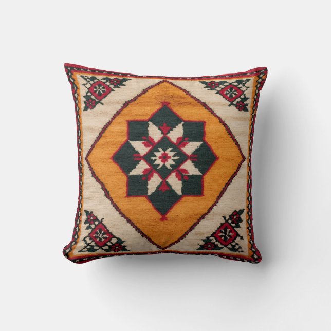 Oriental Sunburst:  geel Kilim kussen (Voorkant)