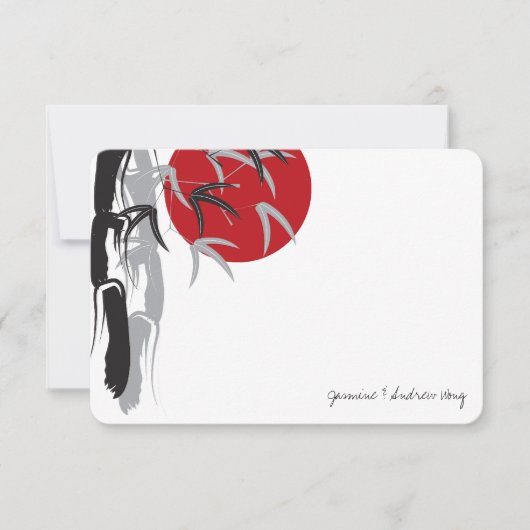 Oriental Sunrise Bamboo Garden Weddenschap Bedankt Notitiekaartje (Voorkant)