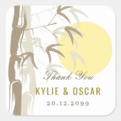 Oriental Sunrise Bamboo Garden Zen Yellow Wedding Vierkante Sticker (Voorkant)