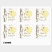 Oriental Sunrise Bamboo Garden Zen Yellow Wedding Vierkante Sticker (Vel)